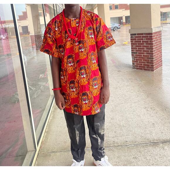 Igbo Traditional men top wedding African Ankara Isi - Agu wears,African attire - Picture 4 of 5